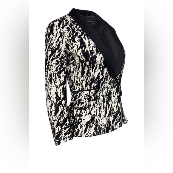 Rag & Bone black and white abstract print blazer size 6 pristine condition - Picture 2 of 13